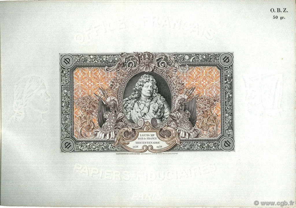 (1000) Francs LOUIS XIV FRANCE regionalism and various  1938 F.- AU