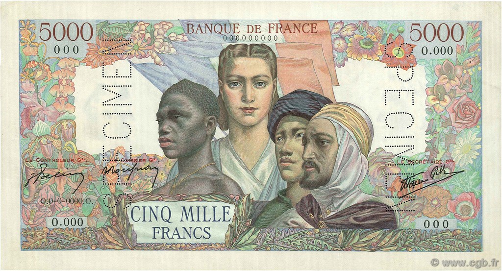 5000 Francs EMPIRE FRANÇAIS FRANCIA  1942 F.47.01Sp EBC