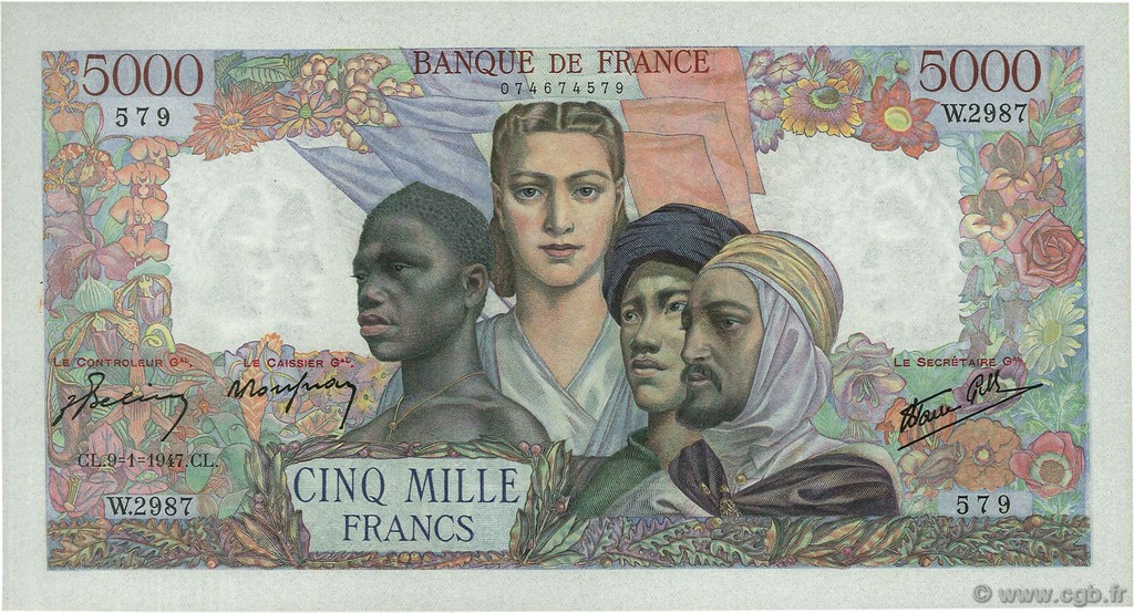 5000 Francs EMPIRE FRANÇAIS FRANKREICH  1947 F.47.58 fST