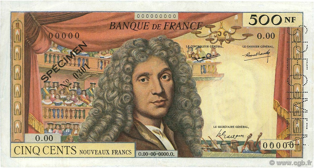 500 Nouveaux Francs MOLIÈRE FRANCIA  1959 F.60.01Spn MBC