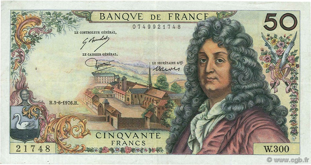 50 Francs RACINE FRANCE  1976 F.64.33b VF+