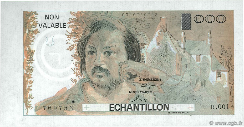 1000 Francs BALZAC FRANCE  1980 EC.1980.01 UNC-