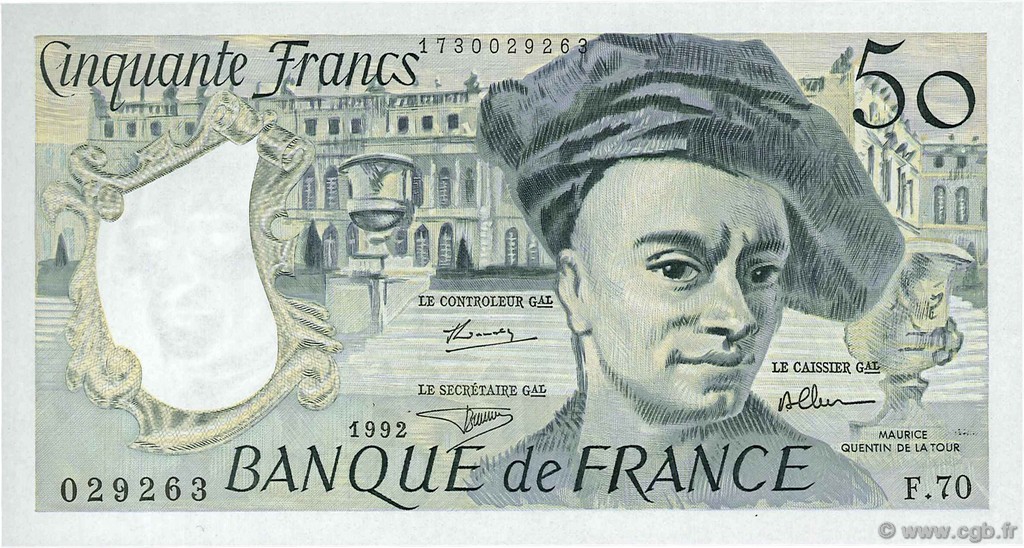 50 Francs QUENTIN DE LA TOUR FRANCIA  1992 F.67.18 FDC