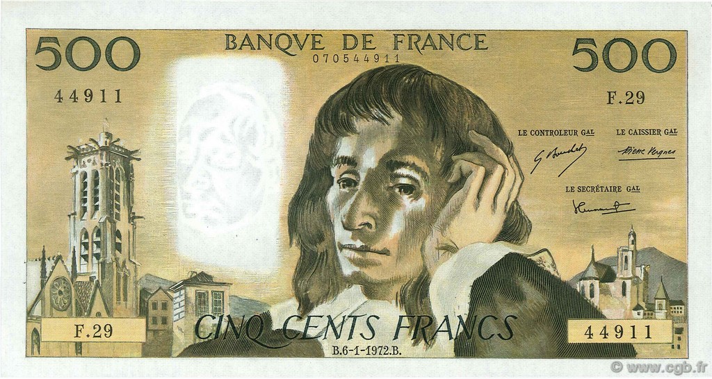 500 Francs PASCAL FRANCIA  1972 F.71.08 EBC a SC