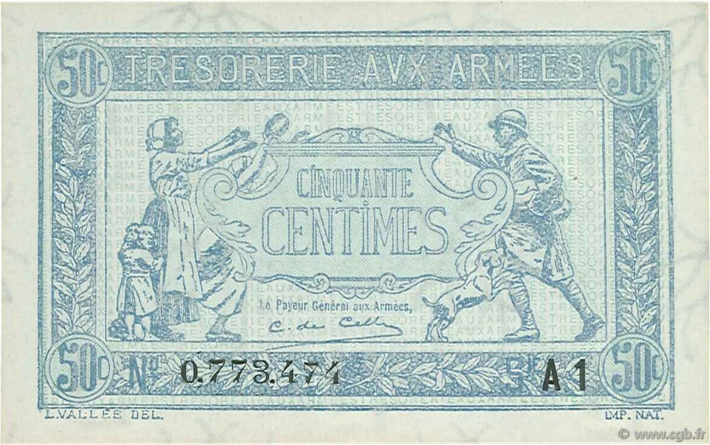 50 Centimes TRÉSORERIE AUX ARMÉES 1919 FRANCE  1919 VF.02.10 UNC