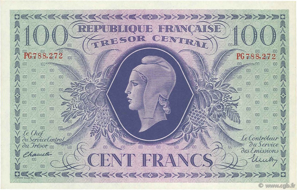 100 Francs FRANKREICH  1943 VF.06.01a fST+