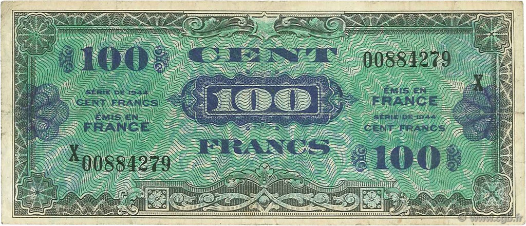 100 Francs DRAPEAU FRANCE  1944 VF.20.03 TB
