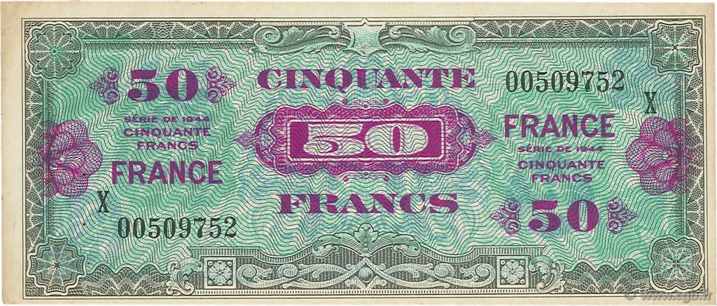 50 Francs FRANCE FRANCE  1945 VF.24.04 XF-