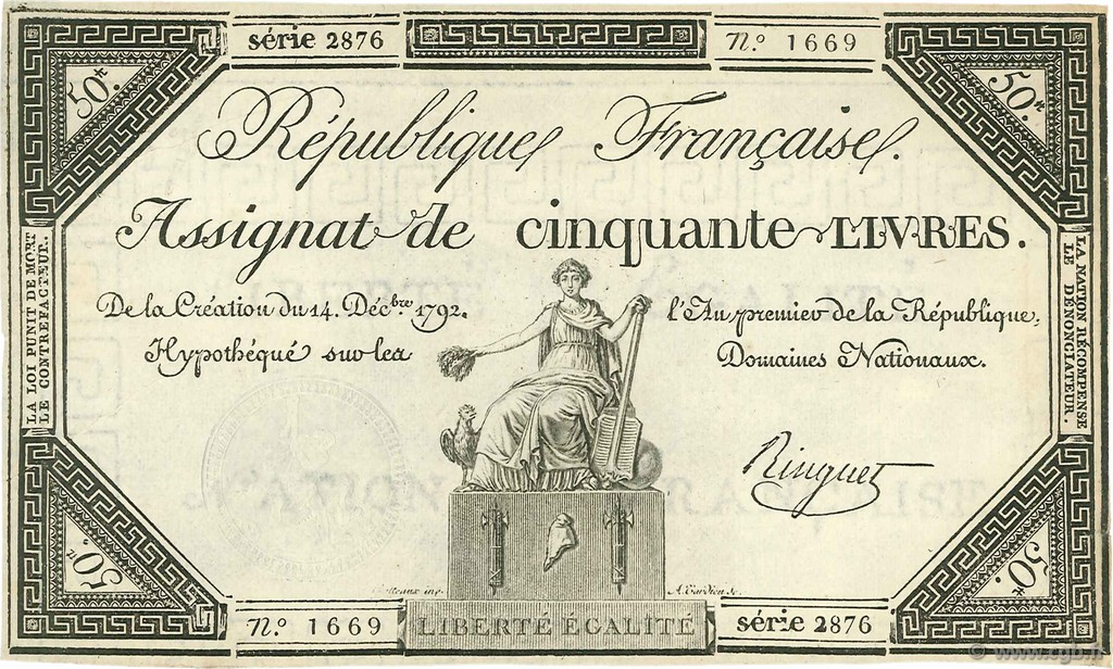 50 Livres FRANCIA  1792 Ass.39a EBC