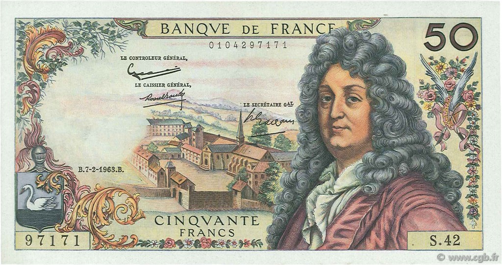 50 Francs RACINE FRANCIA  1963 F.64.04 q.FDC