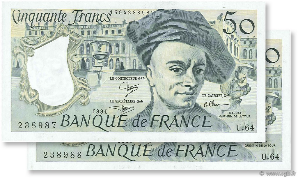 50 Francs QUENTIN DE LA TOUR FRANKREICH  1991 F.67.17 ST