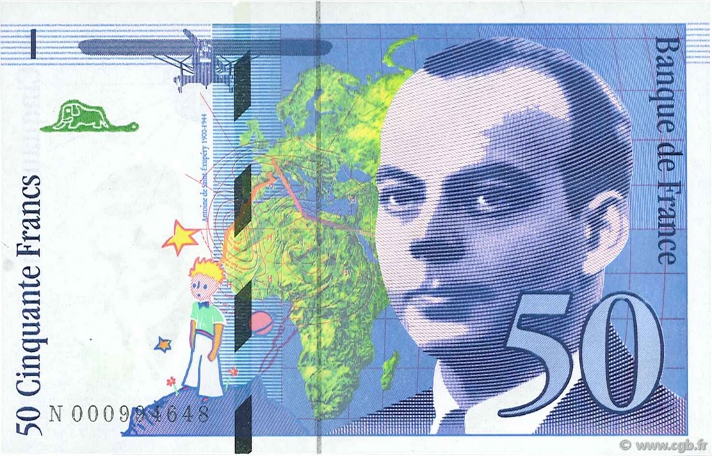 50 Francs SAINT-EXUPÉRY FRANCIA  1992 F.72.01aN FDC