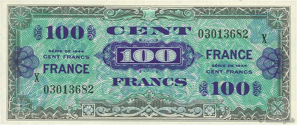 100 Francs FRANCE FRANCE  1945 VF.25.11 UNC-