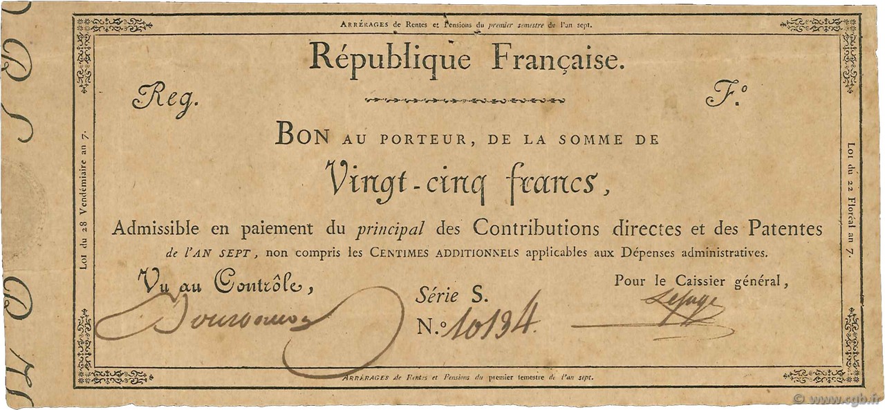 25 Francs FRANKREICH  1798 Laf.215 fVZ