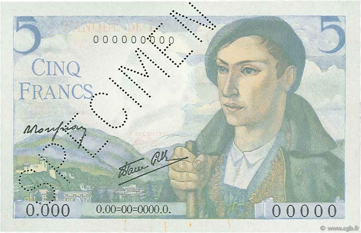 5 Francs BERGER FRANCIA  1943 F.05.01Sp q.AU