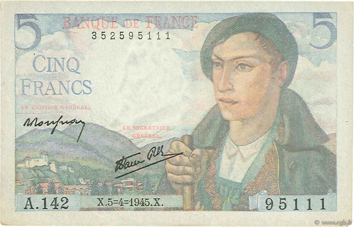 5 Francs BERGER FRANCE  1945 F.05.06 SUP