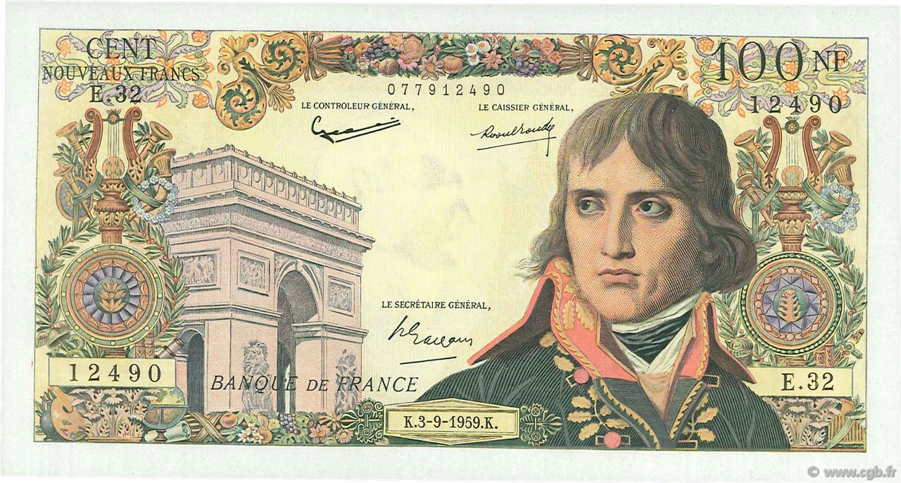 100 Nouveaux Francs BONAPARTE FRANCIA  1959 F.59.03 AU