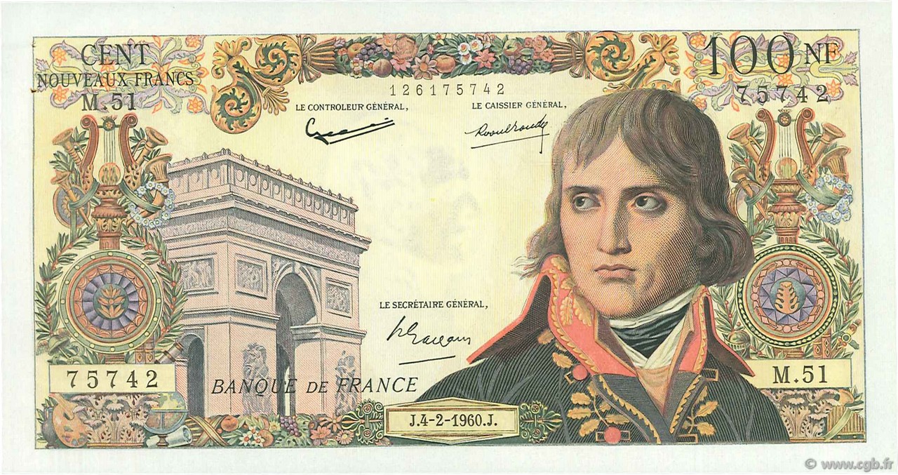 100 Nouveaux Francs BONAPARTE FRANKREICH  1960 F.59.05 fST