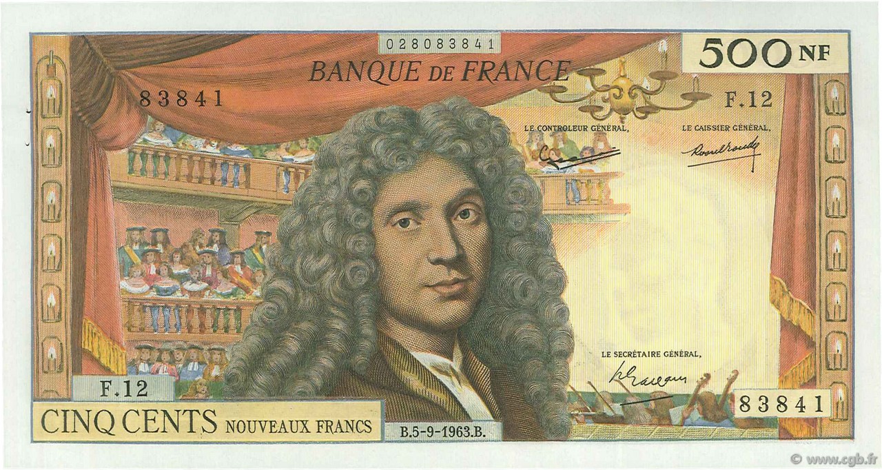 500 Nouveaux Francs MOLIÈRE FRANCIA  1963 F.60.05 SC
