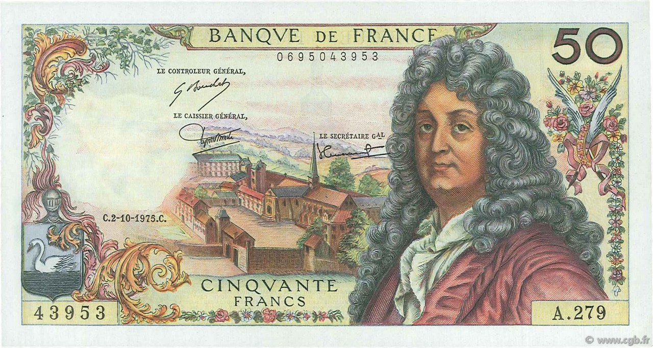 50 Francs RACINE FRANCIA  1975 F.64.31 SC