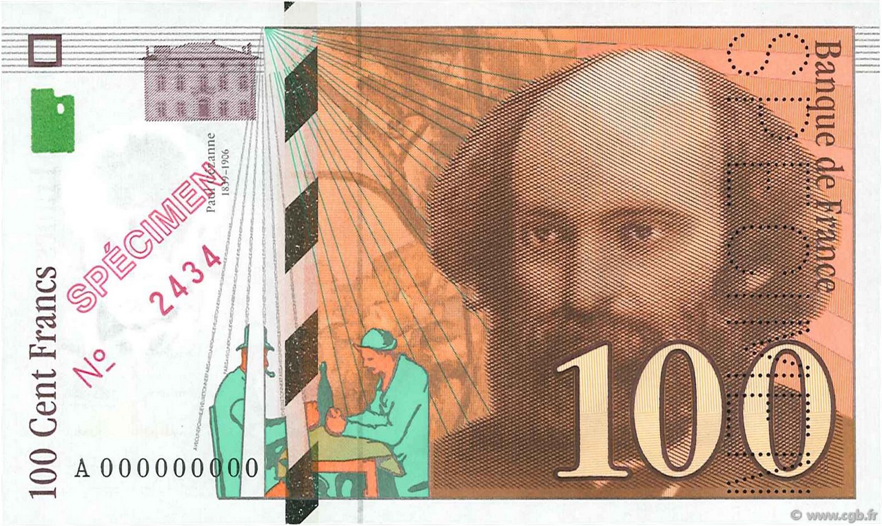 100 Francs CÉZANNE FRANKREICH  1997 F.74.01Spn ST