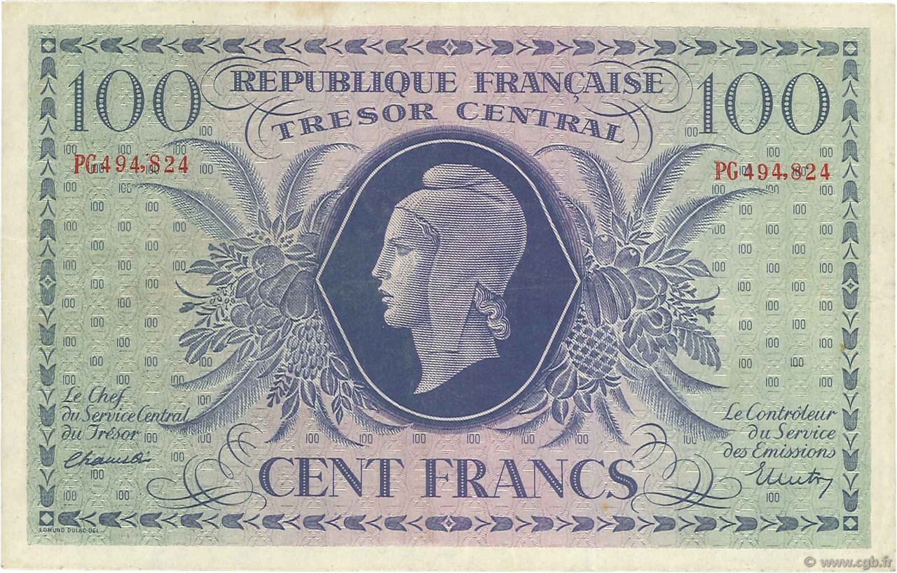 100 Francs FRANCE  1943 VF.06.01a VF+