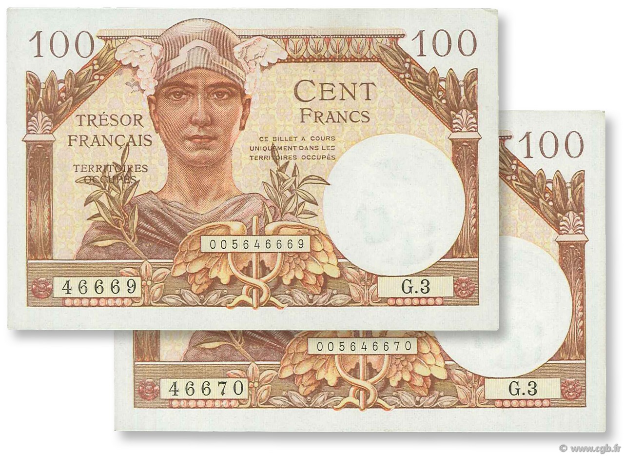100 Francs TRÉSOR FRANÇAIS FRANCIA  1947 VF.32.03 EBC+