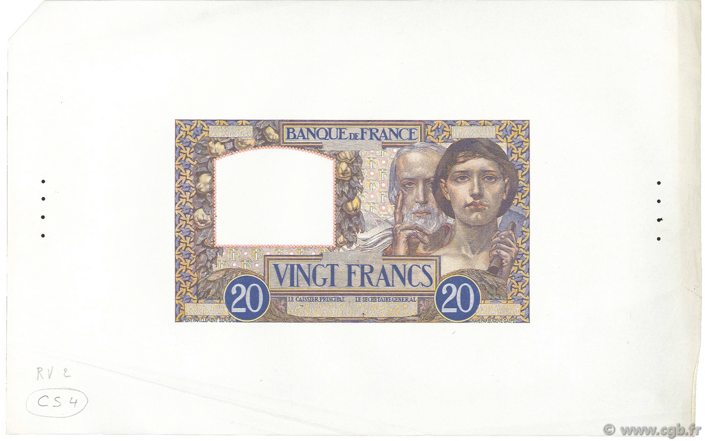 20 Francs TRAVAIL ET SCIENCE FRANKREICH  1939 F.12.00Ec fST