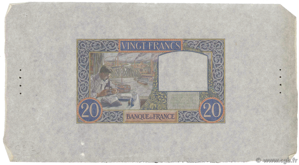 20 Francs TRAVAIL ET SCIENCE FRANCIA  1939 F.12.00Ec AU