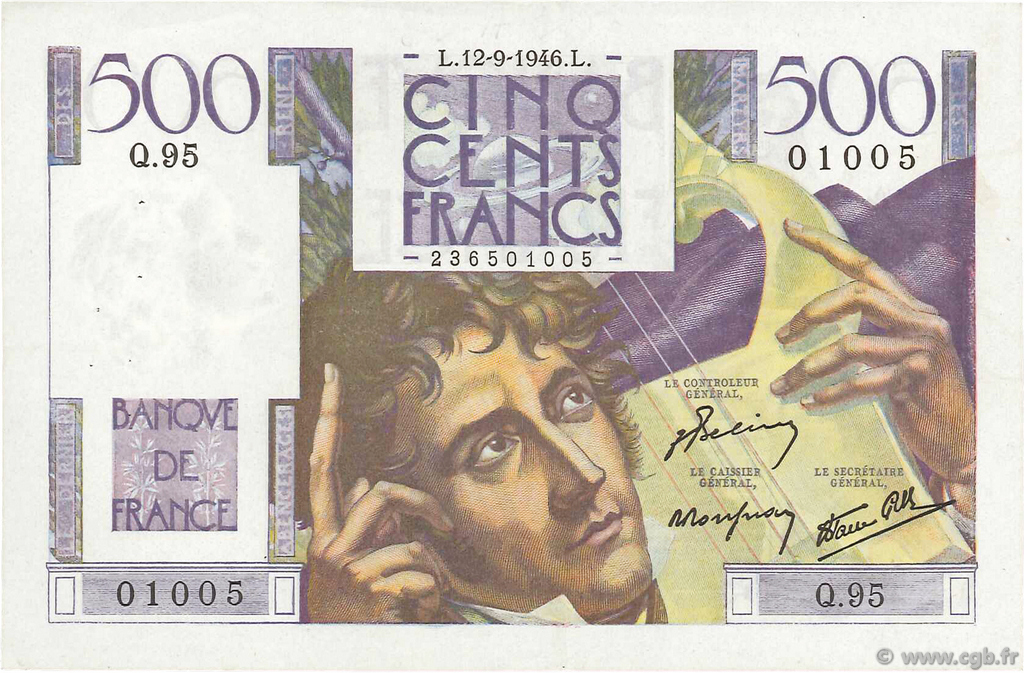500 Francs CHATEAUBRIAND FRANKREICH  1946 F.34.06 SS to VZ