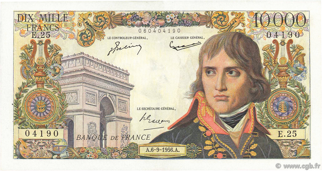 10000 Francs BONAPARTE FRANCIA  1956 F.51.04 BB