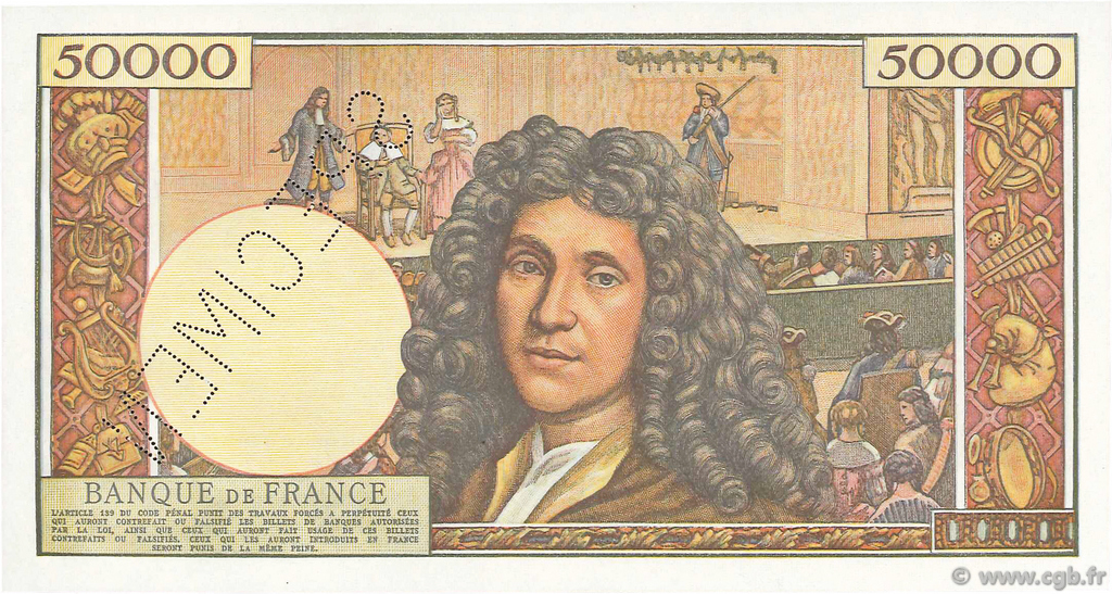 50000 Francs MOLIÈRE Type 1957 FRANCE 1958 NE.1957.01b P26_0172 Billets