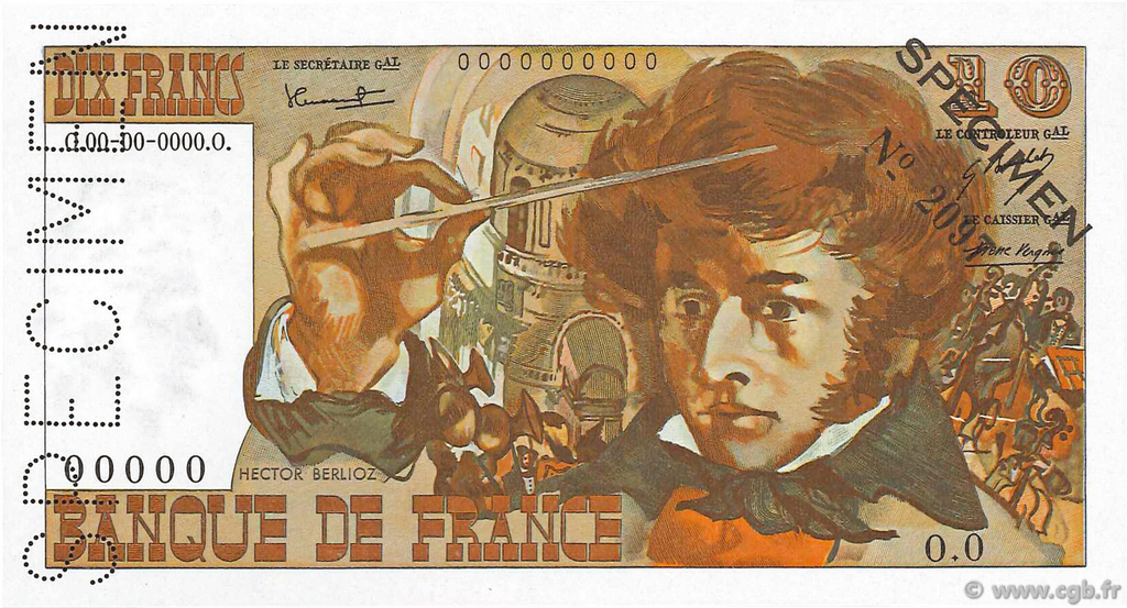 10 Francs BERLIOZ FRANKREICH  1972 F.63.01Spn1 ST