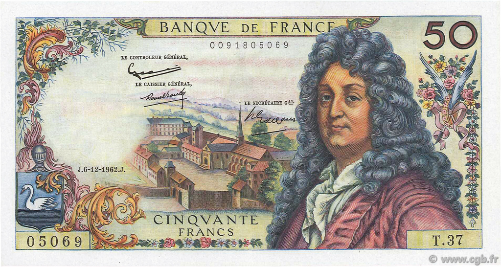 50 Francs RACINE FRANCE  1962 F.64.03 AU