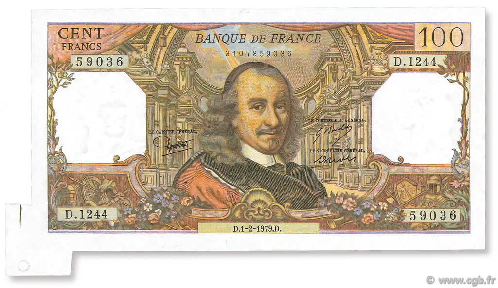 100 Francs CORNEILLE FRANCIA  1979 F.65.65 FDC