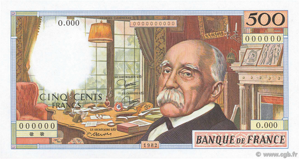 500 Francs CLEMENCEAU FRANCIA  1982 NE.1956.00 FDC