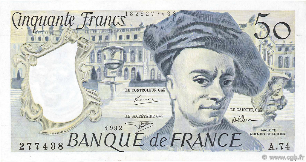 50 Francs QUENTIN DE LA TOUR FRANCIA  1992 F.67.19a SPL+