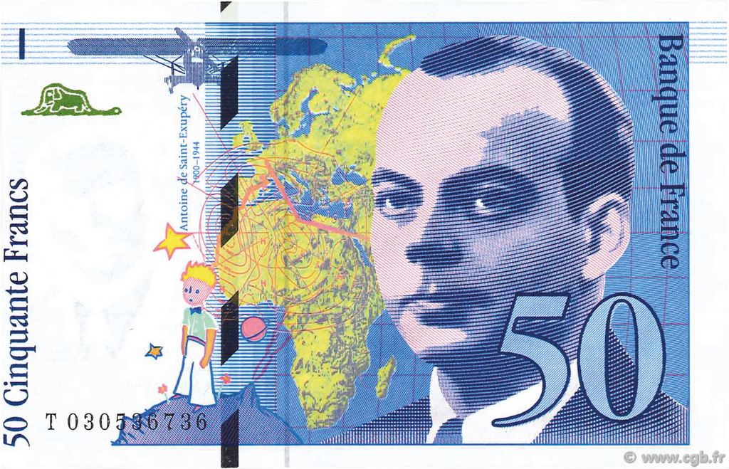 50 Francs SAINT-EXUPÉRY modifié FRANCE  1997 F.73.04 SPL