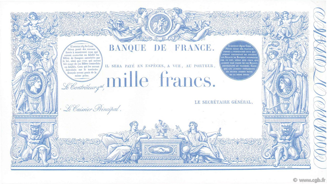 1000 Francs type 1862 indices noirs FRANCE  1885 F.A50.00 NEUF