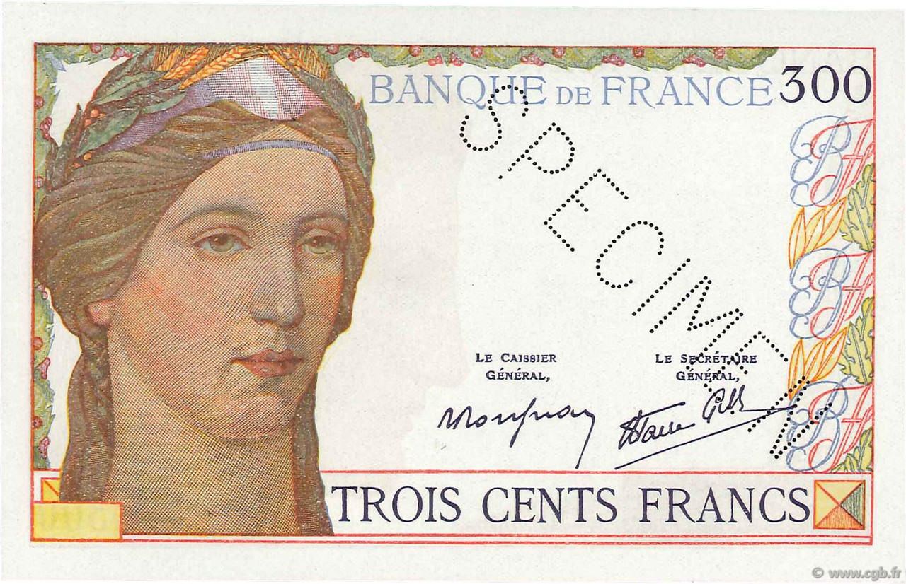 300 Francs FRANCE  1938 F.29.00Ed UNC