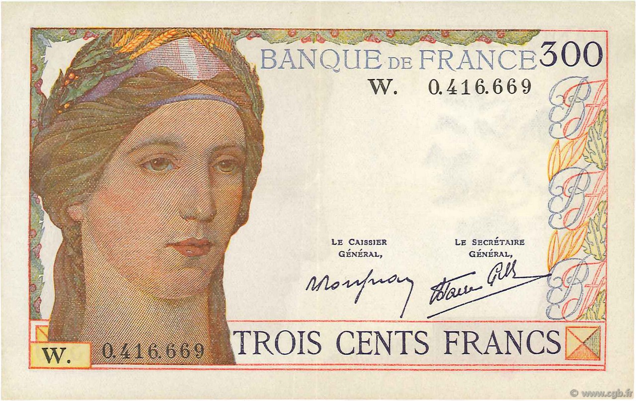 300 Francs FRANCE  1938 F.29.02 XF-