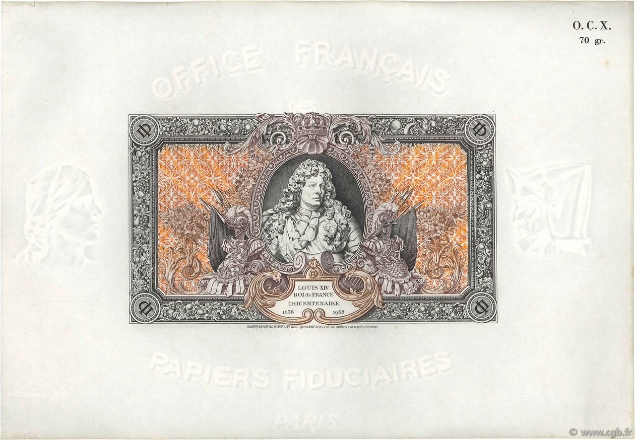 (1000) Francs FRANCE Regionalismus und verschiedenen  1938 (F.38.99) fST+
