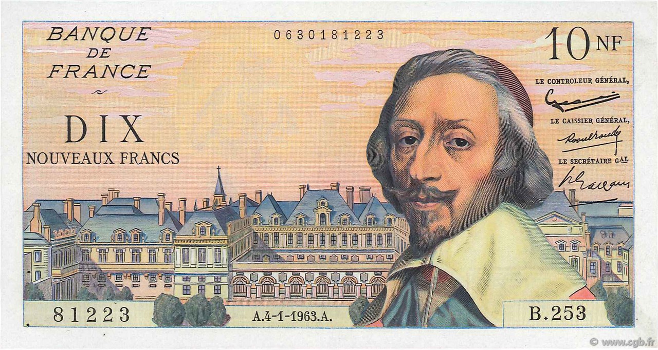 10 Nouveaux Francs RICHELIEU FRANCE  1963 F.57.22 SUP+