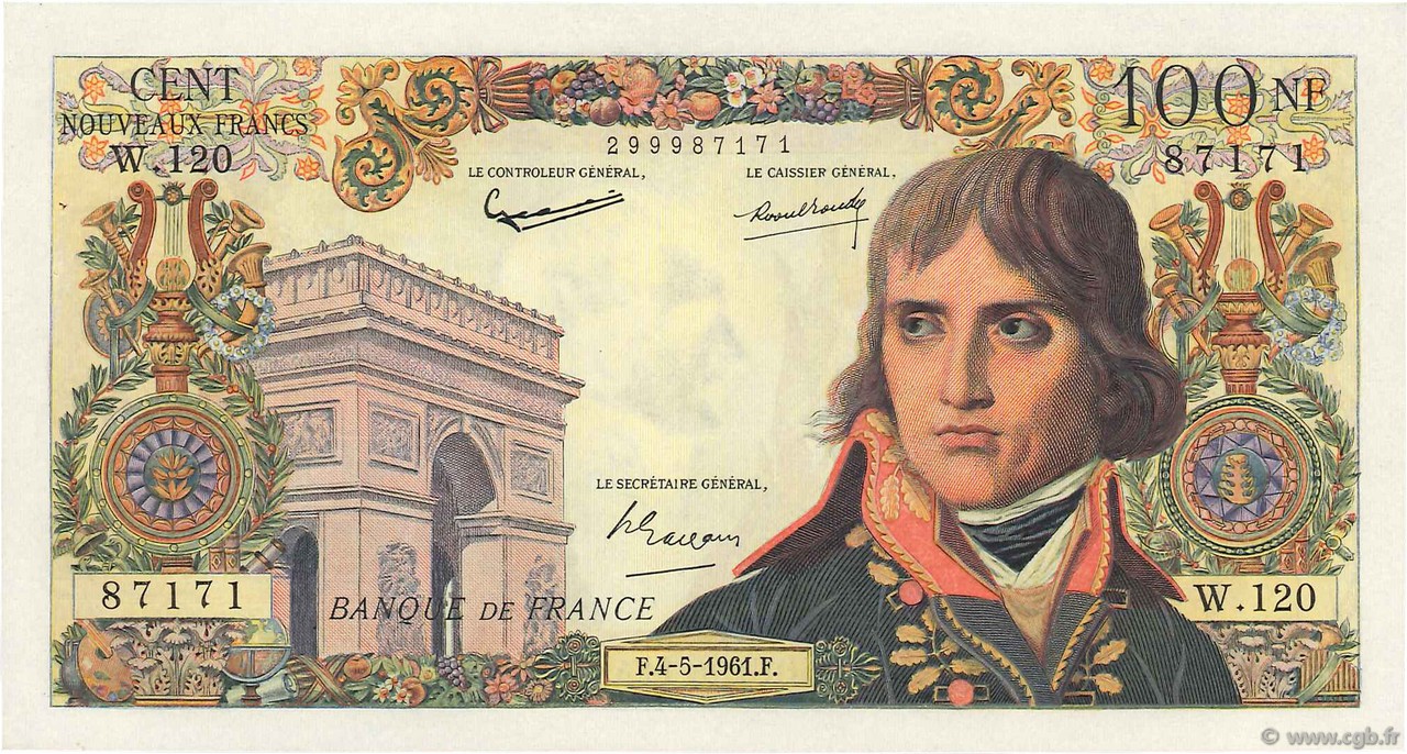 100 Nouveaux Francs BONAPARTE FRANKREICH  1961 F.59.11 fST