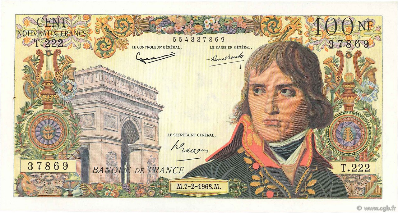 100 Nouveaux Francs BONAPARTE FRANCE  1963 F.59.19 AU-