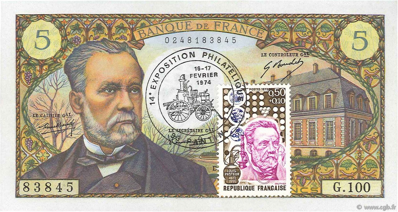 5 Francs PASTEUR FRANCE  1969 F.61.10 AU