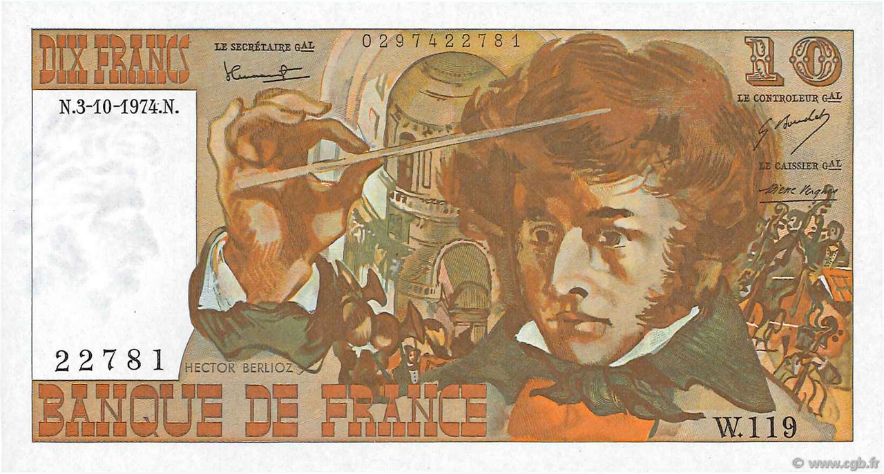 10 Francs BERLIOZ FRANCE  1974 F.63.07b NEUF