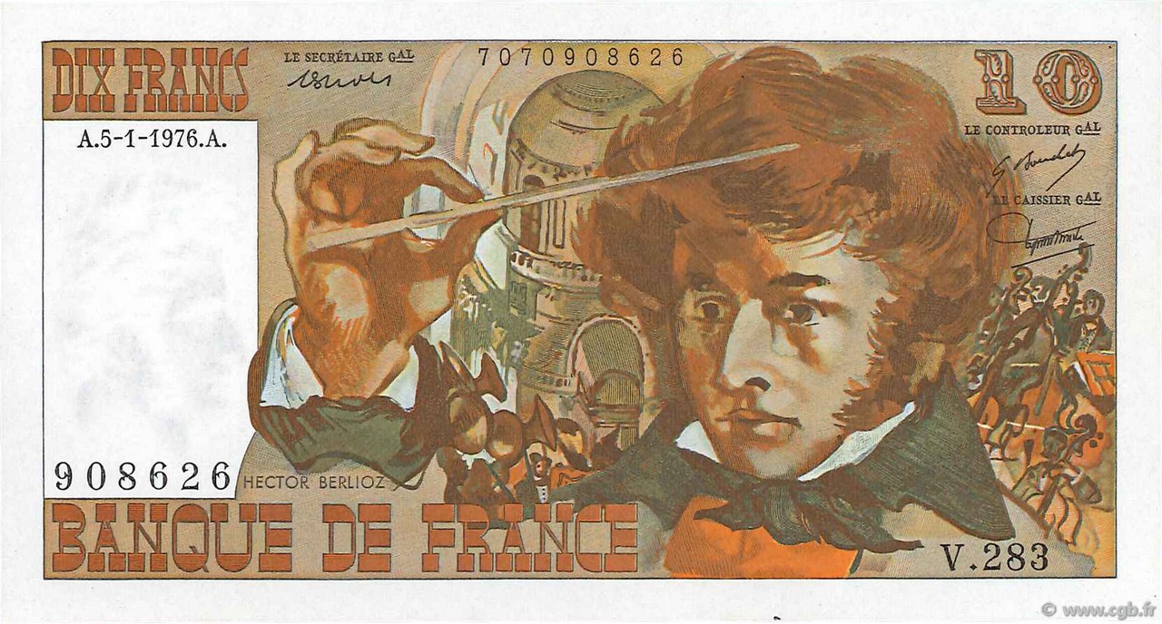 10 Francs BERLIOZ FRANCIA  1976 F.63.17-283 FDC