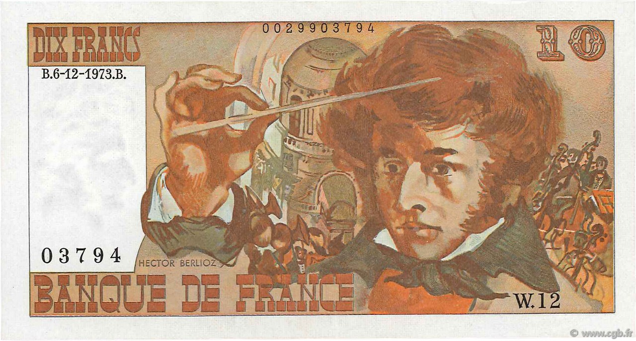 10 Francs BERLIOZ sans signatures FRANCIA  1978 F.63bis.01 EBC+