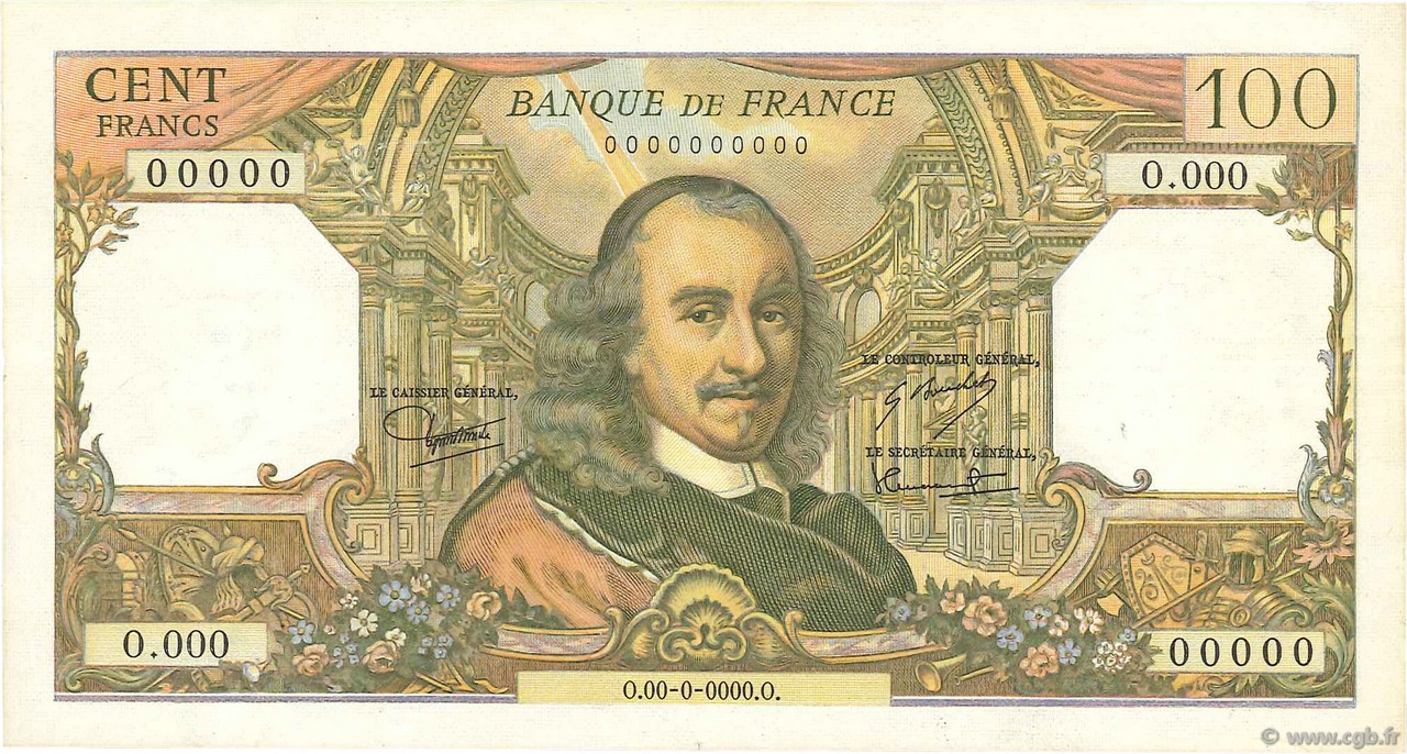 100 Francs CORNEILLE FRANCIA  1975 F.65.48S MBC+